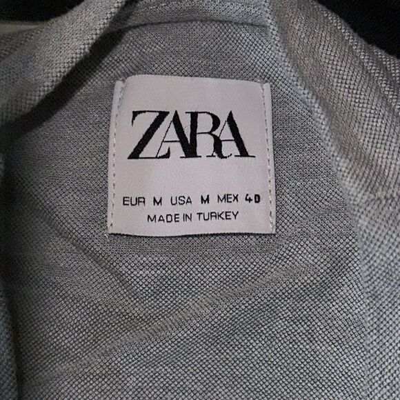 ZARA Men’s Green White Textured Short Sleeve Shirt Size Medium Casual Top - Picture 3 of 3